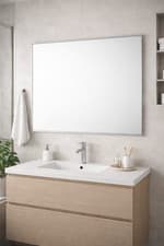 Image of Bathroom Aluminium Metal Modern Silver Wall Mirror 90 x 60cm Portrait Landscape