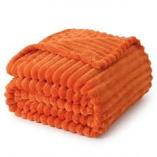 Image of Chunky Cord Ribbed Throwover Faux Fur Soft Warm Fleece Sofa Bed Beige Large UK