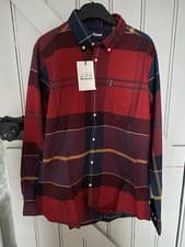 Image of Barbour Tartan Tailored Shirt, Crimson, Medium, Brand New With Tags