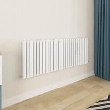 Image of Oval Column Radiator Horizontal Central Heating Rad 600x1593mm Double White