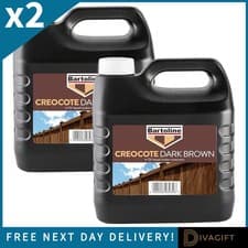 Image of 2 x BARTOLINE DARK BROWN CREOCOTE 4L FOR OIL BASED TIMBER WOOD TREATMENT NEW