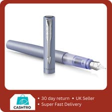 Image of Parker Vector XL Fountain Pen - Silver Blue - Medium Nib - Blue & Black Ink