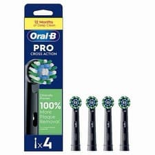 Image of Oral-B Pro Cross Action Replacement Toothbrush Heads PRO Pack of 4 Black