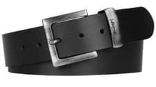 Image of MENS LEVIS LOGO EMBOSSED METAL TAB LEATHER JEAN BELT 4170 - BLACK