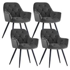 Image of Velvet Dining Chairs Padded Set of 2/4 Metal Legs Kitchen Home Office Christmas