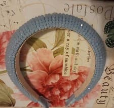 Image of Accessorize Blue Hairband Beaded Chunky Padded Headpiece Headband