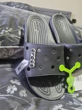 Image of Classic Crocs Slides In Black Noir. Uk Size Men's 4 Womans 5
