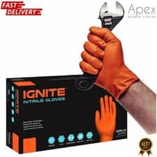 Image of Ignite Orange Nitrile Gloves Mechanic High Density Diamond Grip Orange Gloves