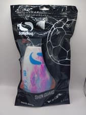 Image of Sondico Blaze Adults Football Shin Guards Slip In - White - Pink - Blue