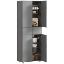 Image of HOMCOM Kitchen Cupboard Storage Cabinet Push Open Doors and Drawers, Grey