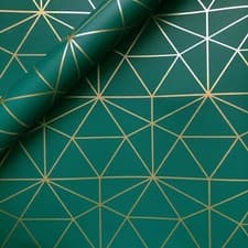 Image of WORLD OF WALLPAPER METRO PRISM GEOMETRIC TRIANGLE EMERALD GREEN & GOLD WOW037