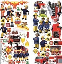 Image of Fireman Sam Wall Decals: 2 Sheets, 700x350mm Vinyl Stickers