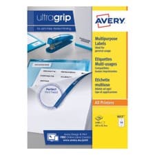 Image of Avery Ultragrip Multipurpose Labels 105x42.3mm 14 Per Sheet White 1400 Pack 3653