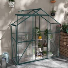 Image of 6 x 2.5ft Aluminium Green House Walk-In Polycarbonate Greenhouse