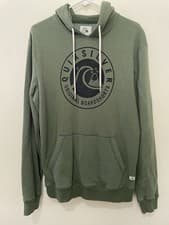 Image of Quiksilver Hoodie Sweatshirt Jacket Mens Major Pullover Zip Green Logo Solid M