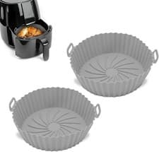 Image of 4pcs Silicone Air Fryer Pot Reusable Liner Round Baking Basket Accessories Pan