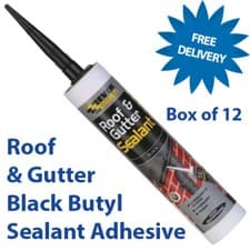 Image of Everbuild ROOF and GUTTER Sealant | Black | Waterproof | BOX OF 12