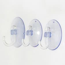 Image of 3x Wall Hooks Suction Cup Hook for Bathroom Kitchen Transparent Suction Cups