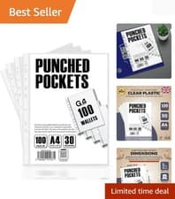 Image of 100 Classic A4 Plastic Pockets - Clear 30 Micron Document Sleeves with Top Entry