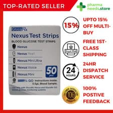 Image of Glucorx Nexus Blood Glucose Diabetic Test Strips [BOX OF 50] EXP: 01/27[15% OFF]