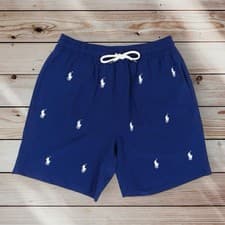 Image of Polo Ralph Lauren Traveller Swim Shorts Navy All Over Pony Logo Mens L XL XXL