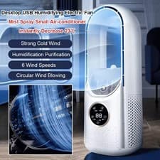 Image of Portable Air Cooler Leafless Electric Fan 6-Speed Silent Timer Air Conditioner