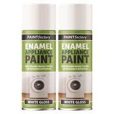 Image of 2X White Gloss 400ml Enamel Spray Paint Household Appliance Aerosol Metal Wood