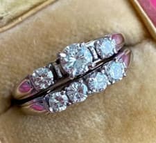 Image of 2 CT Round Cut Real Moissanite Engagement Bridal Set Ring 14K White Gold Plated