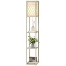 Image of HOMCOM Floor Lamp Standing Light with 3 Open Shelves for Living Room