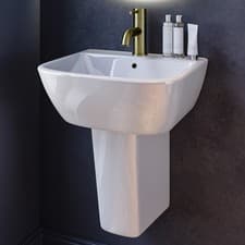 Image of 450mm Semi Pedestal Cloakroom Basin with 1 Tap Hole - Atlanta BUN/ATL450/97246