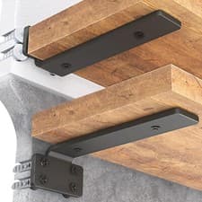 Image of 4 Heavy Duty Black Cast Iron Shelf Brackets, 8 Inch Floating Shelf Supports 20cm