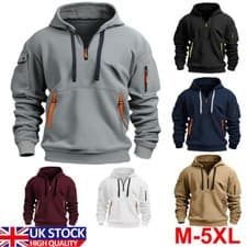 Image of Mens Pullover Hoodie Fleece Sweatshirt Hoody Men Zip Plain Hooded Jumper Tops UK