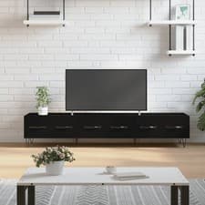 Image of TV Cabinet Black 150x36x30 cm Engineered Wood