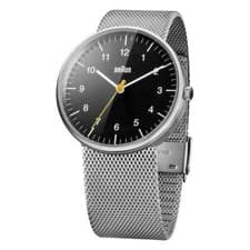 Image of BN0021 Braun Mens Gents Classic Watch Black Dial Silver Mesh Bracelet New