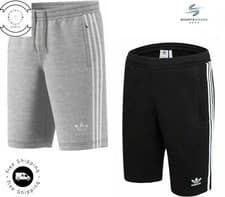 Image of Adidas Mens Cotton Shorts Originals 3 Stripes Outline Casual Summer Fleece Short