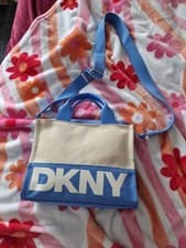 Image of DKNY Tote Bag Blue And Beige HADLEE NEW With Tags RRP £70 