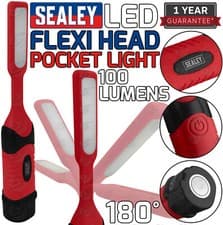 Image of SEALEY SMD LED Torch Work Light Flexi Head 180° Magnetic Pocket Inspection Red