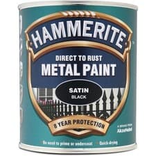 Image of Hammerite Metal Paint Satin Black 2.5L Direct to Rust 8 Year Protection UK New