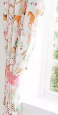 Image of Horse Show Themed Pencil Pleat Lined Curtains + Tiebacks  W66" x D72" RRP £40