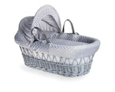 Image of Clair de Lune Dimple Deluxe Padded Grey Wicker Moses Basket