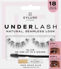 Image of EYLURE UNDERLASH NATURAL SEAMLESS LOOK FALSE EYE LASHES WITH ADHESIVE BLACK 176