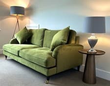 Image of Four Seater Sofa Velvet Couch Upholstered with Cushions