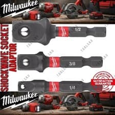 Image of Milwaukee Shockwave Impact Hex SQ Socket Adaptor Set Drive Tool Conversion (3pc)