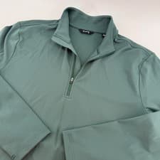 Image of Cuts Clothing Mens Quarter Zip Pullover Long Sleeve Sage Green Performance Top M