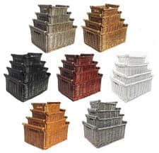 Image of Kitchen Log Fireplace Wicker Storage Basket With Handles Xmas Hamper Basket