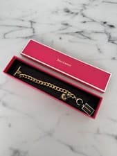 Image of Juicy Couture Gold Tone Chain Bracelet Heart Charm Crystal Boxed