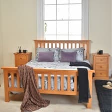 Image of King Size Bed 5ft Solid Wood Bed Frame Pine Bedroom Furniture - Cheshire Pine