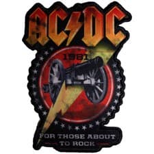 Image of AC/DC Iron-On Patch: FOR THOSE ABOUT TO ROCK 1981 CUT-OUT : Official Merch £pb