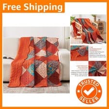 Image of Elegantly Quilted Multicolour Bedspread 150x200cm - Reversible Floral Design