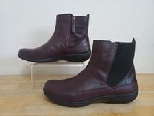 Image of Hotter ' Chestnut ' Burgundy/Wine Leather Ankle Boots, Size UK 7 STD - New/Boxed